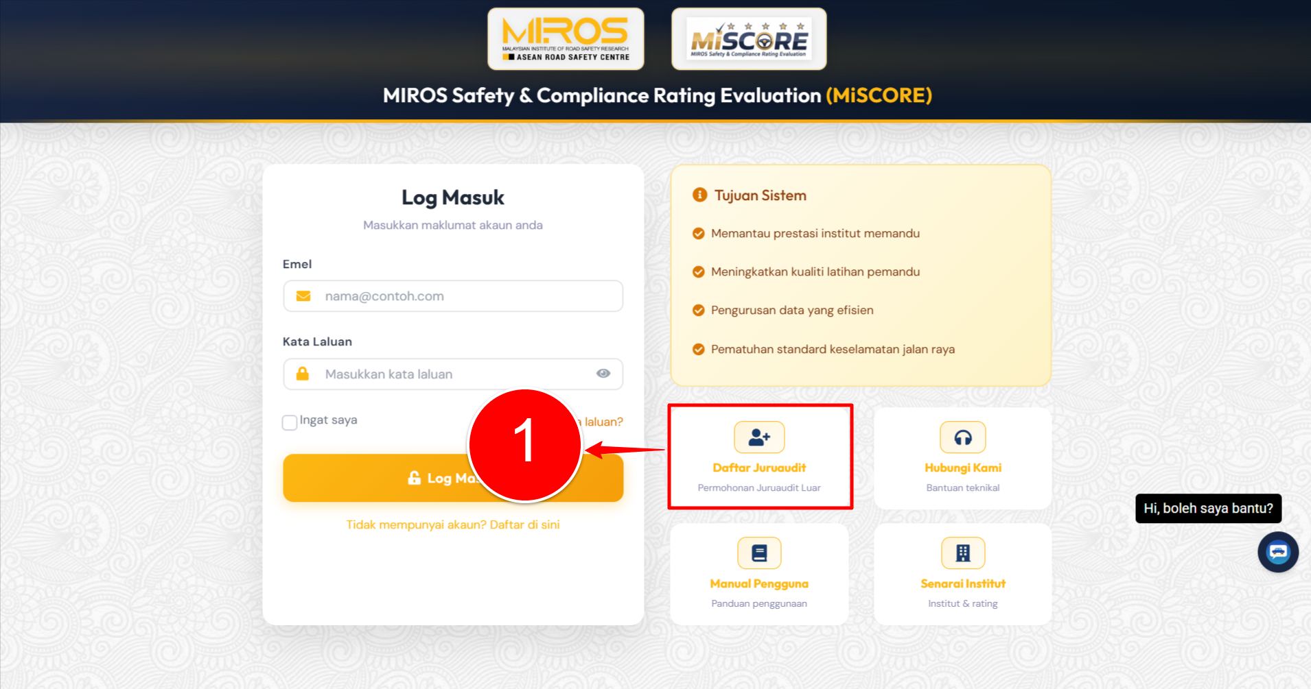 Akses Borang Pendaftaran Juruaudit Luar